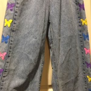 Butterfly jeans high rise wide leg elastic faux fly pockets(170)no brand tag